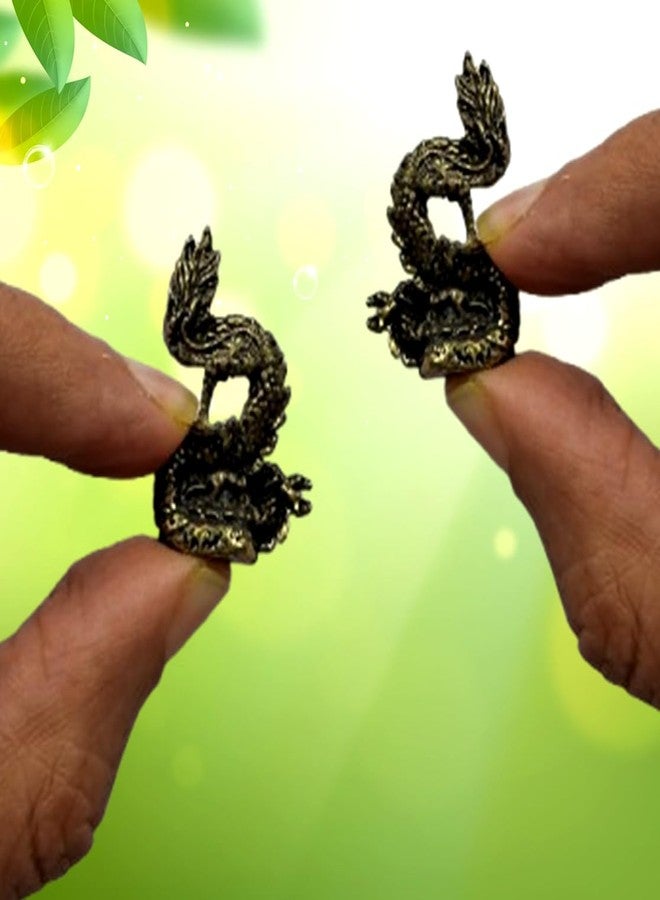 Purpledip Metal Miniature Statue Dragon Pair: Collectible Set of 2 Figurines (11235B) - Image 1